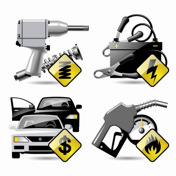 Oto servis vektörel ikon set