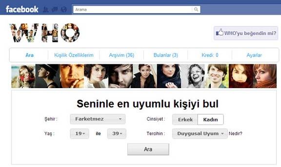 Facebook da seninle en uyumlu kişiyi bul
